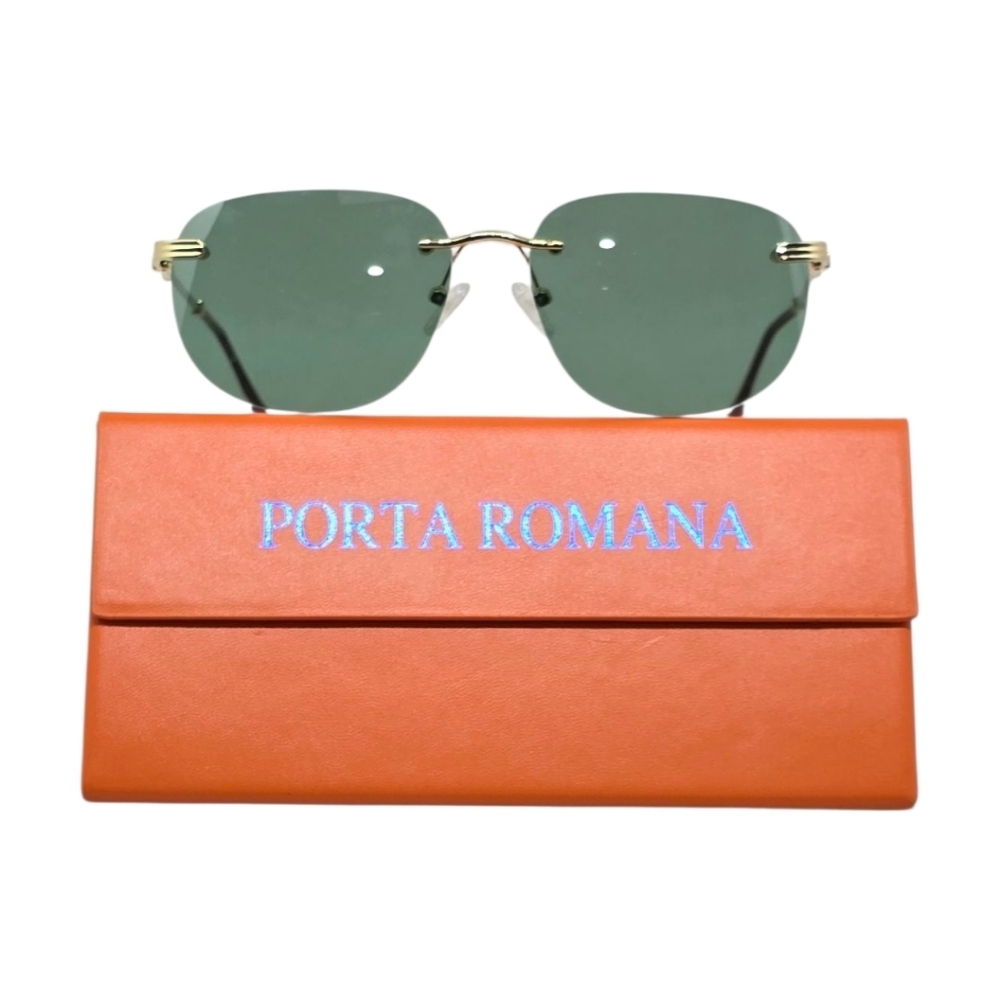 Porta Romana Gold Green Sunglasses
